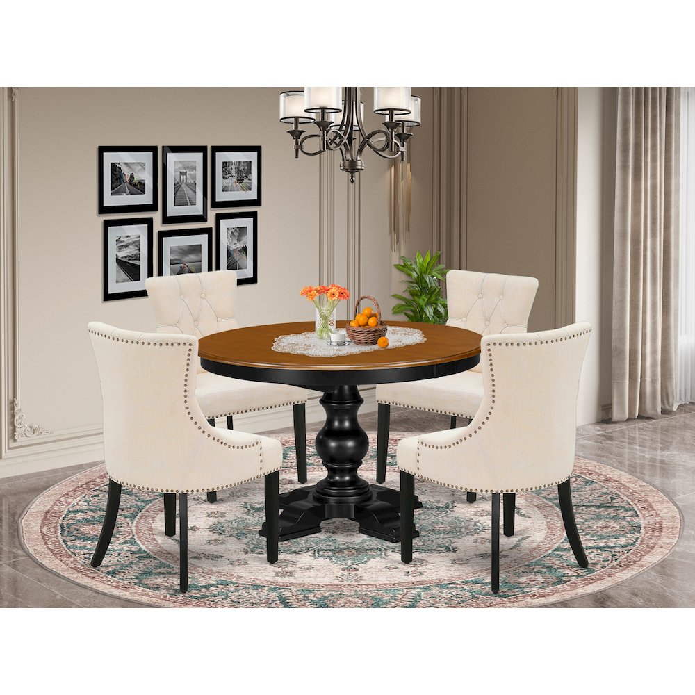 5-Piece Mid-Century Dinner Set, Black & Cherry