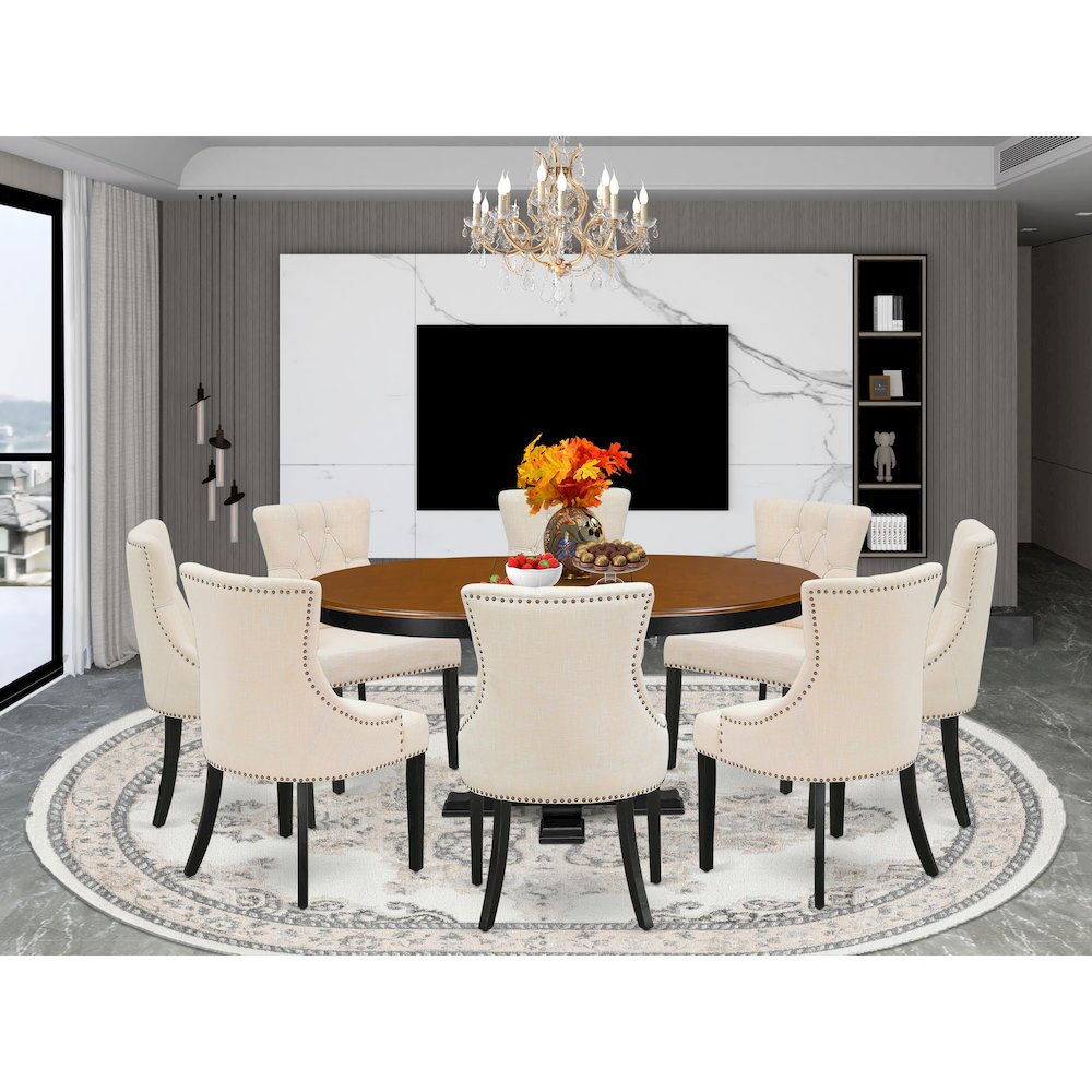 9-Piece Dining Room Set, Black & Cherry