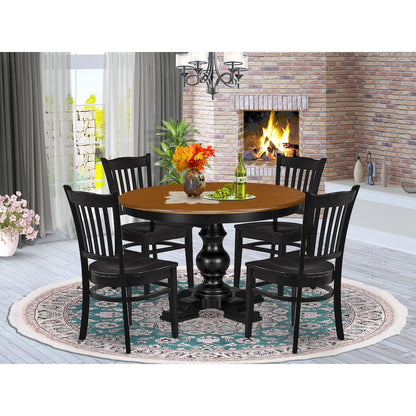 5-Piece Dining Room Set, Black & Cherry