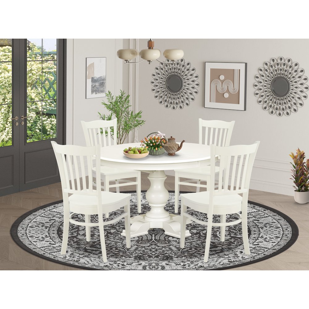 7-Piece Modern Kitchen Table Set, Linen White