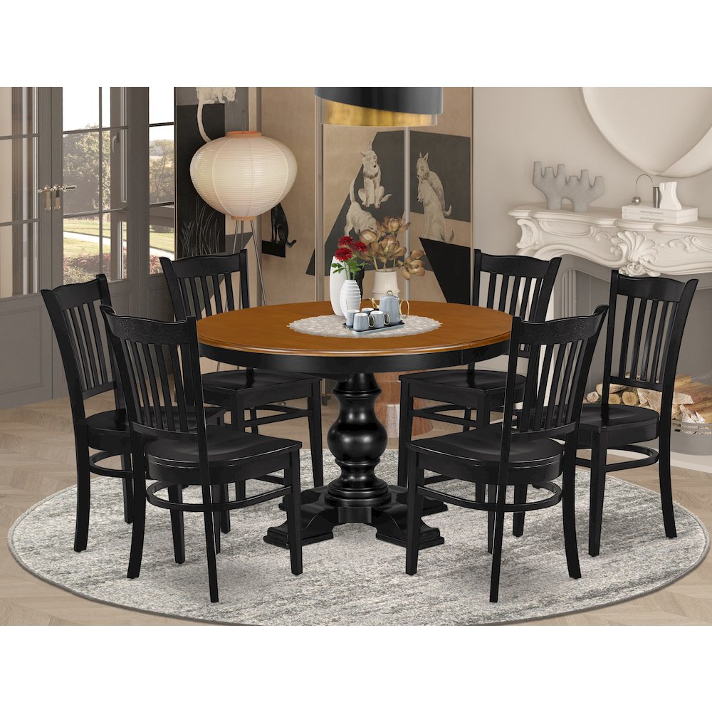 9-Piece Modern Dining Set, Black & Cherry