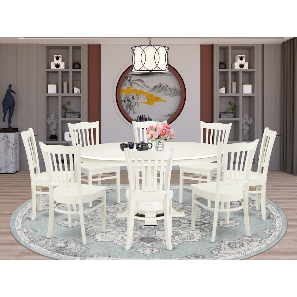 9-Piece Kitchen Dining Table Set, Linen White