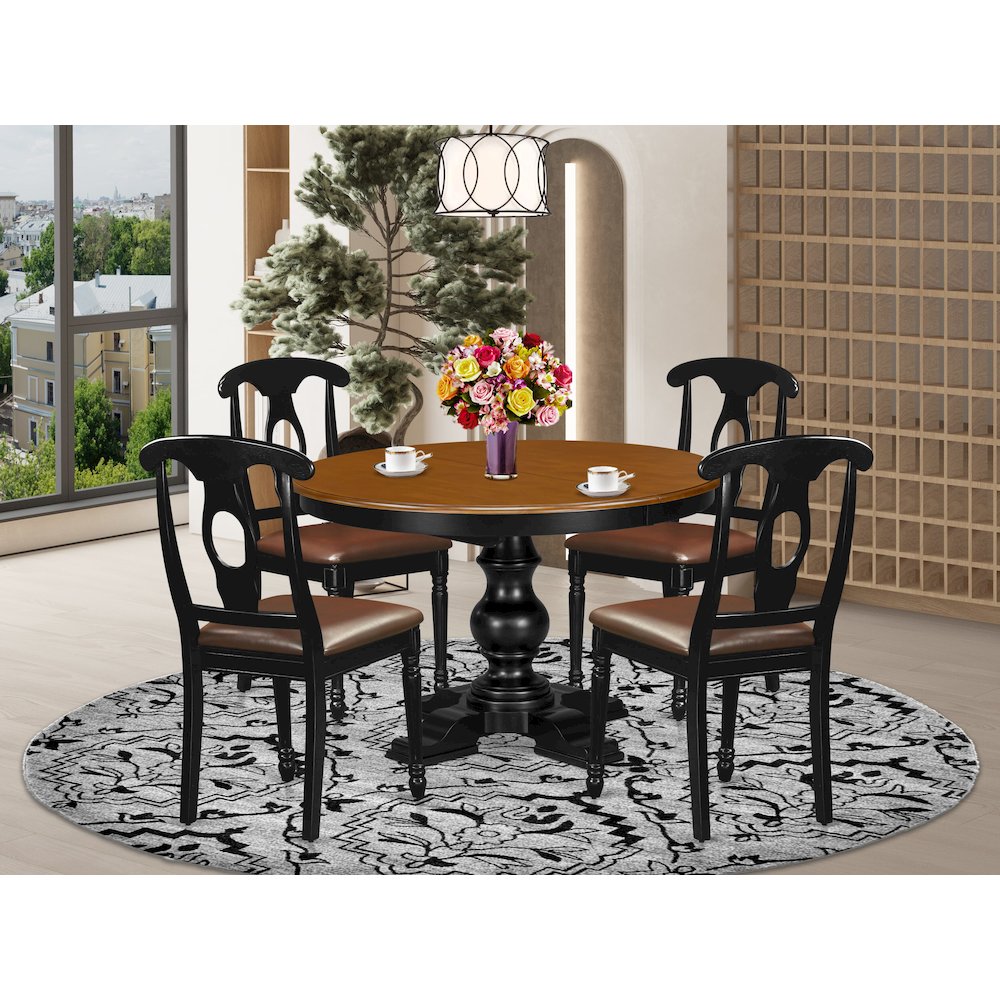 5-Piece Dining Room Set, Black & Cherry