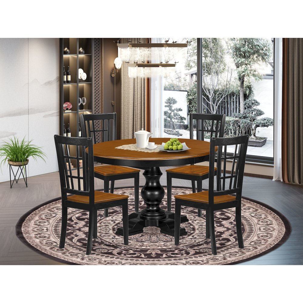 5-Piece Dining Room Set, Black & Cherry