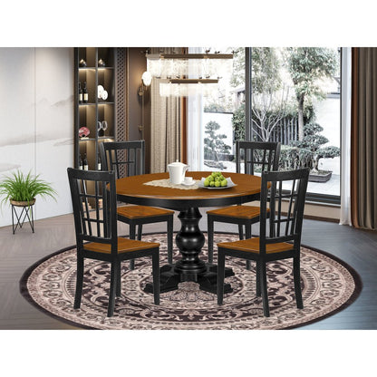 5-Piece Dining Room Set, Black & Cherry