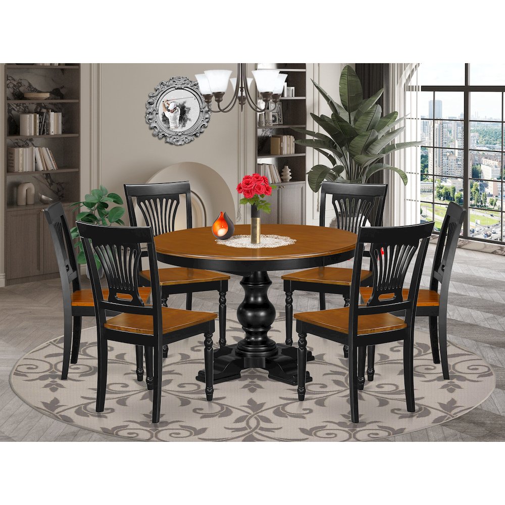 7-Piece Kitchen Room Set, Black & Cherry