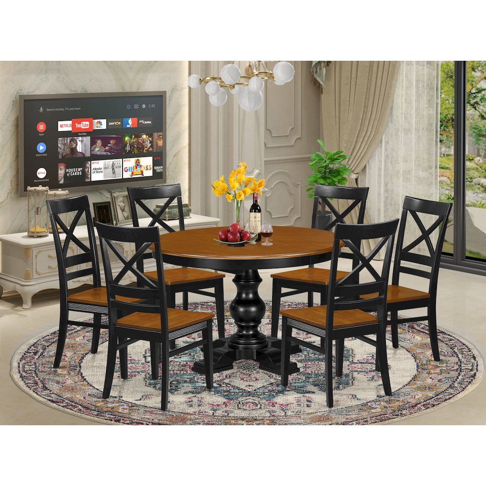 7-Piece Dining Room Set, Black & Cherry