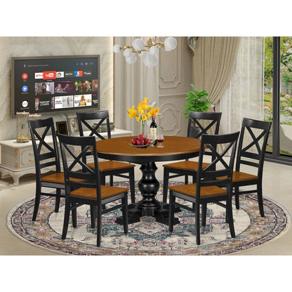 7-Piece Dining Room Set, Black & Cherry