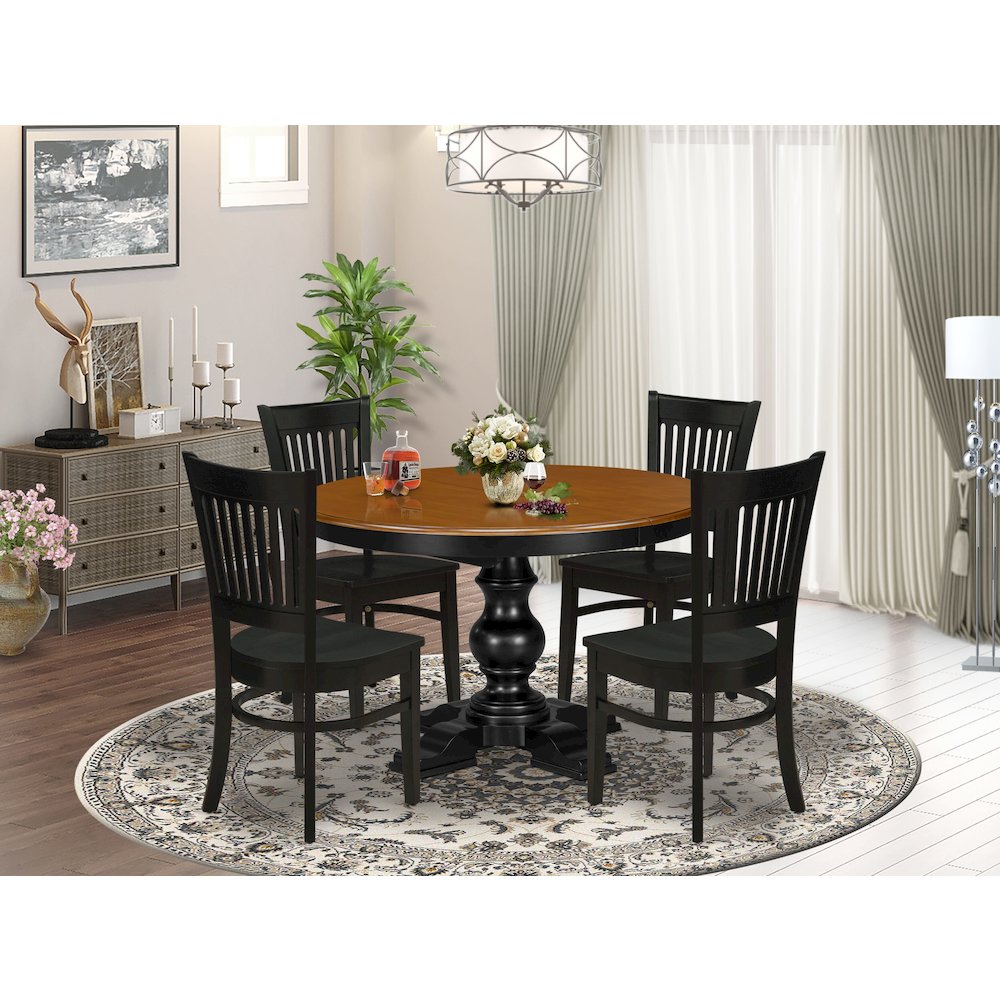 5-Piece Dining Room Set, Black & Cherry