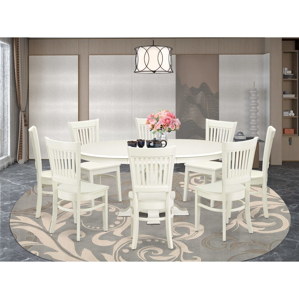 9-Piece Kitchen Dining Table Set, Linen White