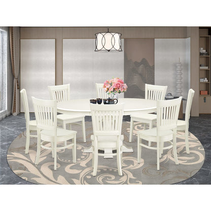 9-Piece Kitchen Dining Table Set, Linen White