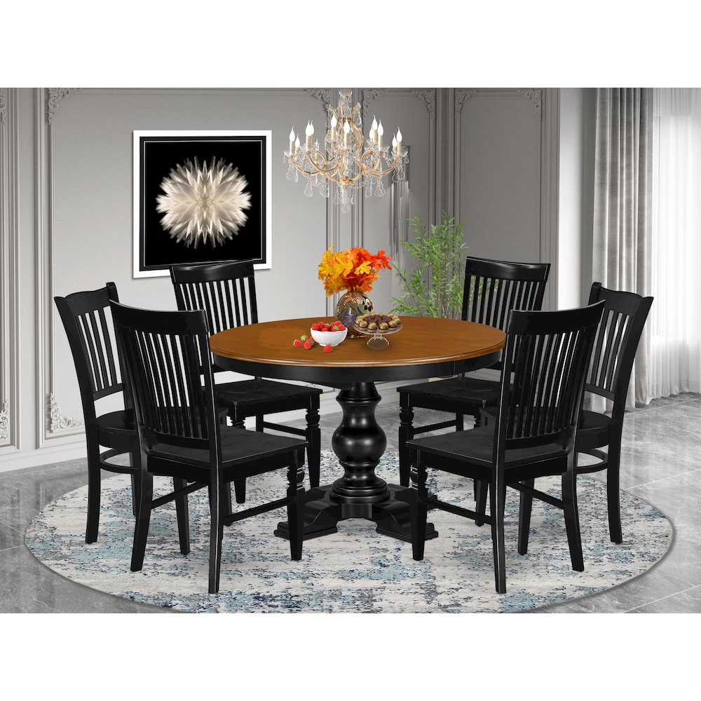 7-Piece Dining Room Set, Black & Cherry