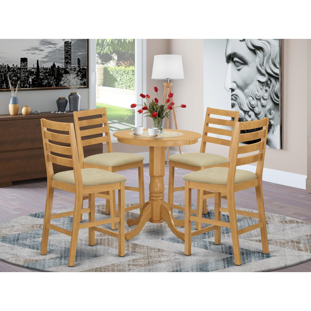 EDCF5-OAK-C 5 Pc Dining counter height set - high top Table and 4 counter height Dining chair.