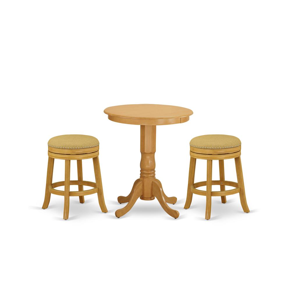 East West Furniture - EDDV3-OAK-16 - 3-Pc Dining Table Set with 2 Upholstered Dining Chairs and 1 Kitchen Table (Oak Finish)
