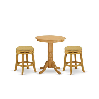East West Furniture - EDDV3-OAK-16 - 3-Pc Dining Table Set with 2 Upholstered Dining Chairs and 1 Kitchen Table (Oak Finish)