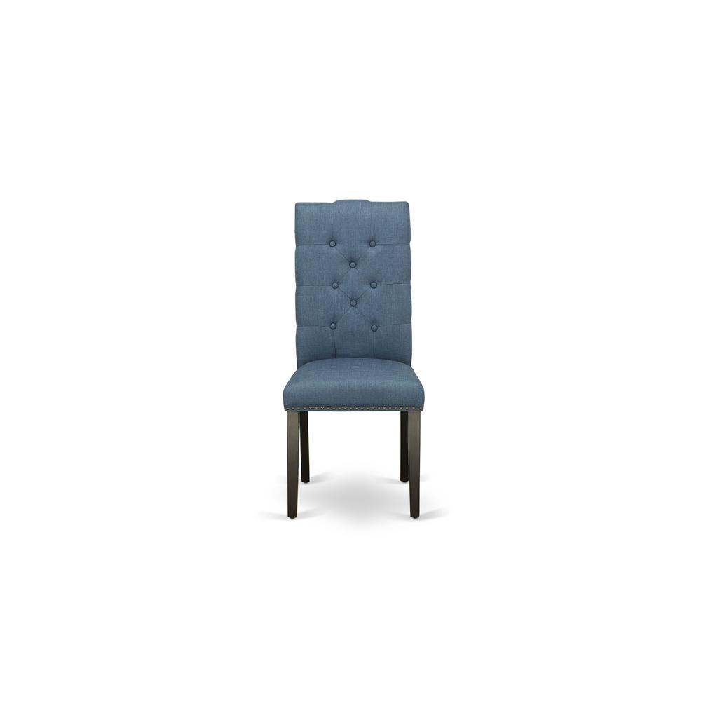 7-pc dinette set with Chair’s Legs and Mineral Blue Linen Fabric
