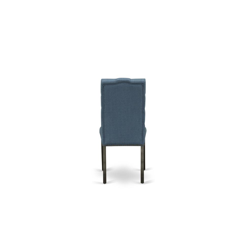 7-pc dinette set with Chair’s Legs and Mineral Blue Linen Fabric