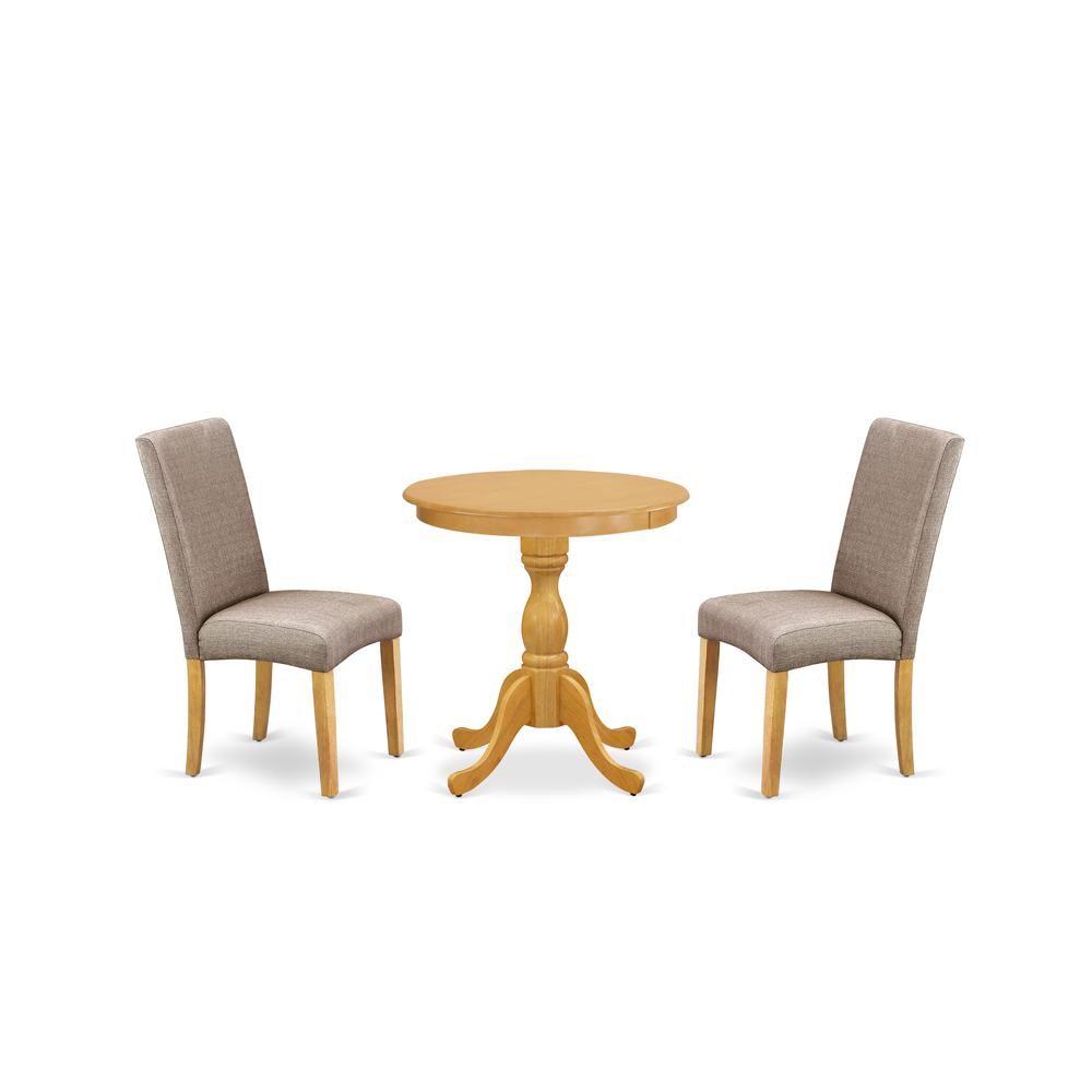 East West Furniture - ESDR3-OAK-16 - 3-Pc Kitchen Dining Set - 2 Parson Chairs and 1 Modern Dining Table (Oak Finish)