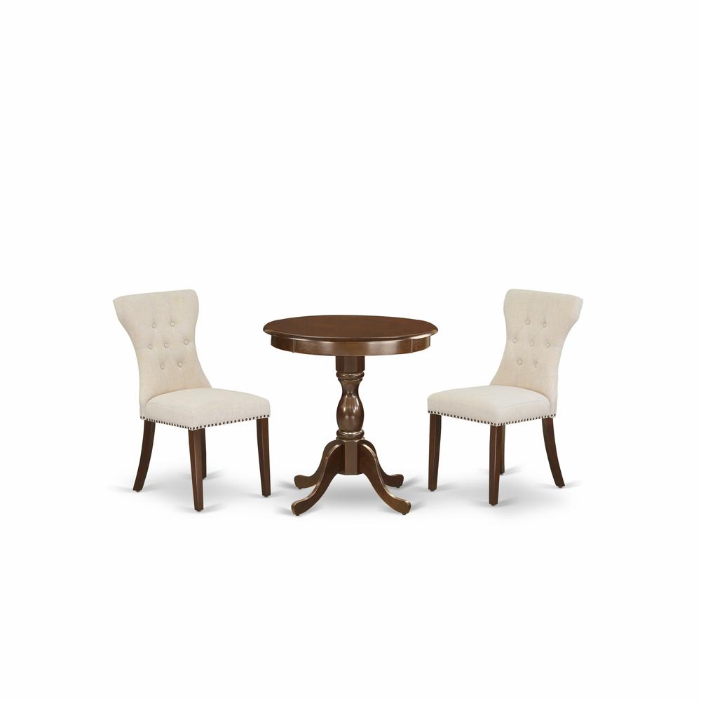 East West Furniture - ESGA3-MAH-32 - 3-Pc Dinette Set - 2 Parson Dining Chairs and 1 Dining Room Table (Mahogany Finish)