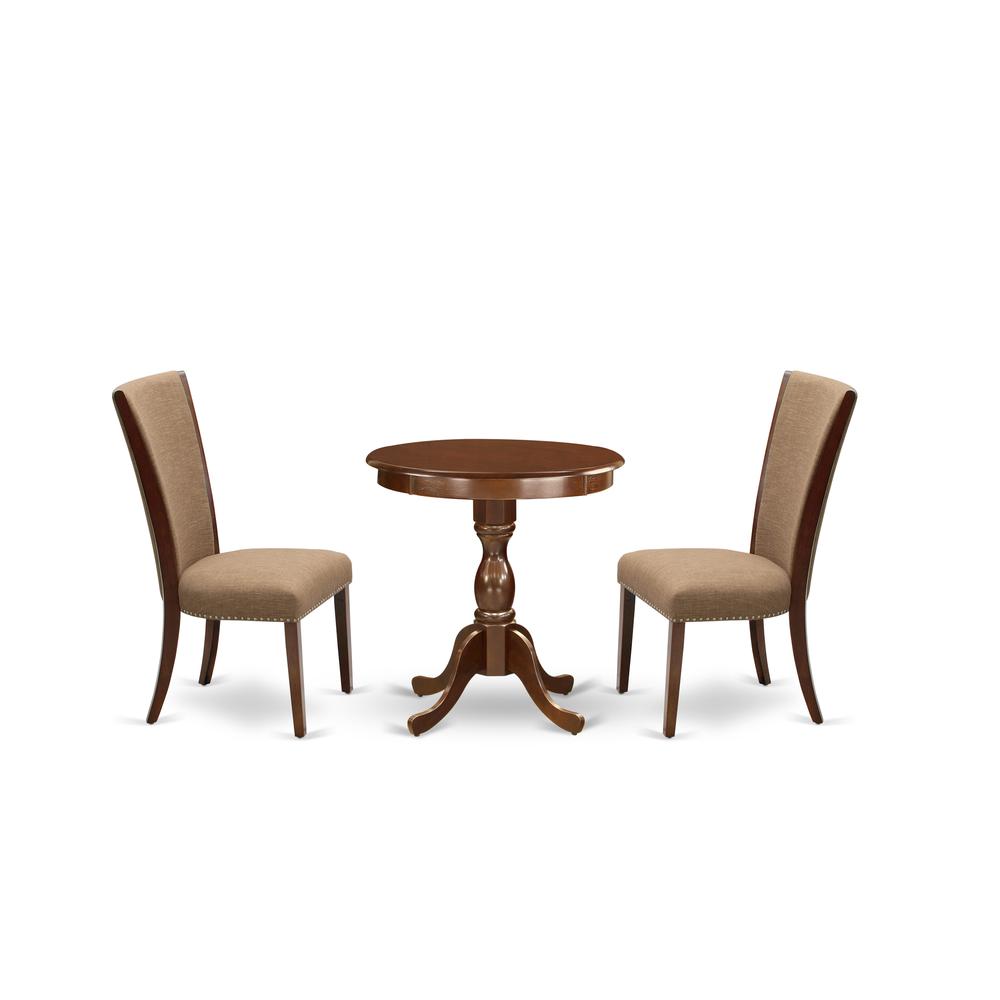 East West Furniture - ESVE3-MAH-47 - 3-Pc Kitchen Dining Set - 2 Dining Chairs and 1 Modern Dining Table (Mahogany Finish)