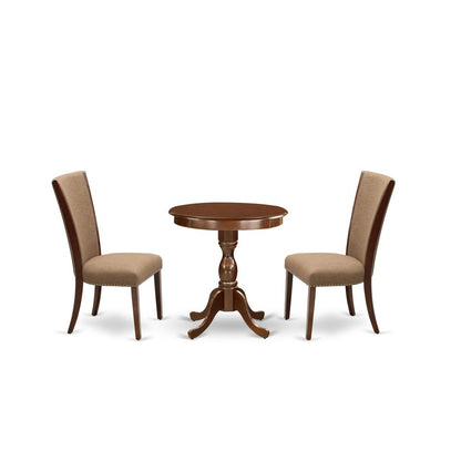 East West Furniture - ESVE3-MAH-47 - 3-Pc Kitchen Dining Set - 2 Dining Chairs and 1 Modern Dining Table (Mahogany Finish)