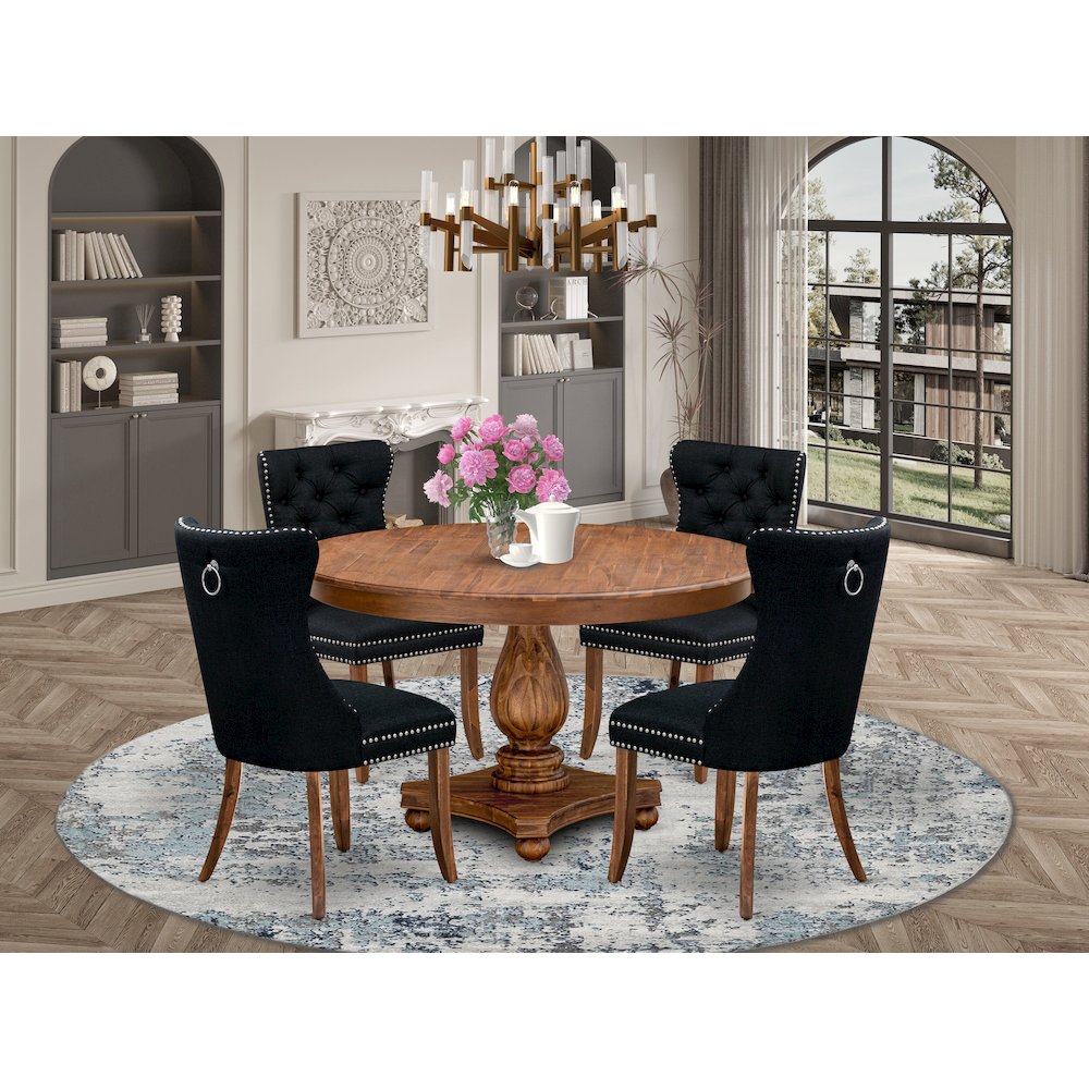 5-Piece Dining Table Set In Black Color