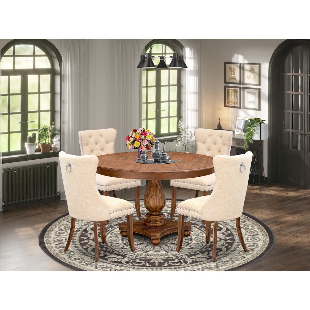 5-Piece Kitchen Table Set In Light Beige Color