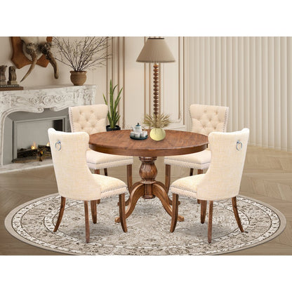 5-Piece Dining Table Set In Light Beige Color