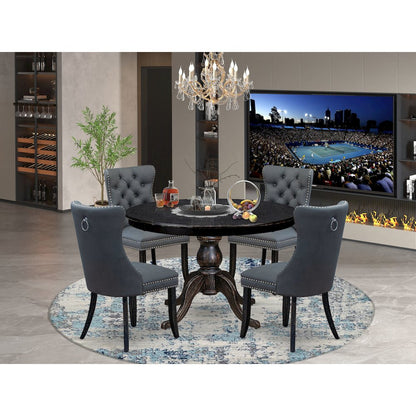 5-Piece Dining Table Set In Platinum Gray Color
