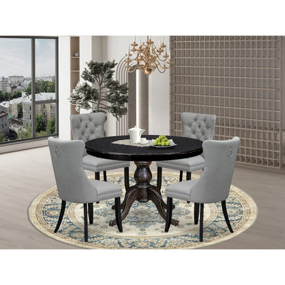 5 Piece Dining Table Set Consists Of 48" Round Table In Light Gray Color