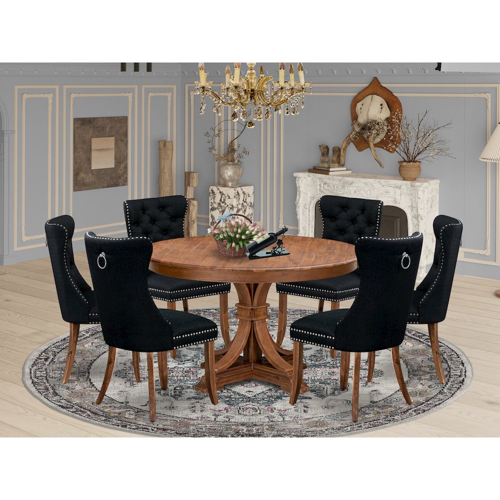 7-Piece Kitchen Table Set In Black Color