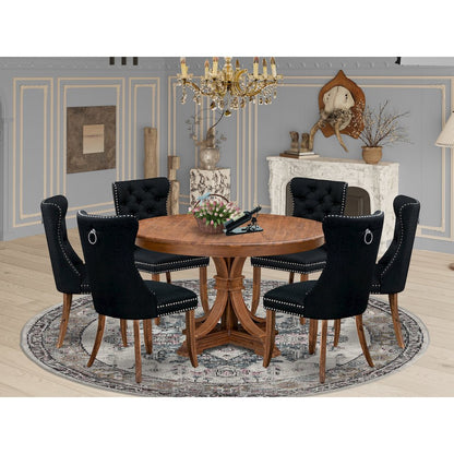 7-Piece Kitchen Table Set In Black Color