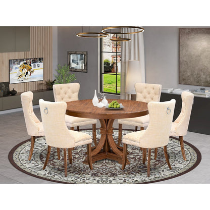 7-Piece Kitchen Table Set In Light Beige Color