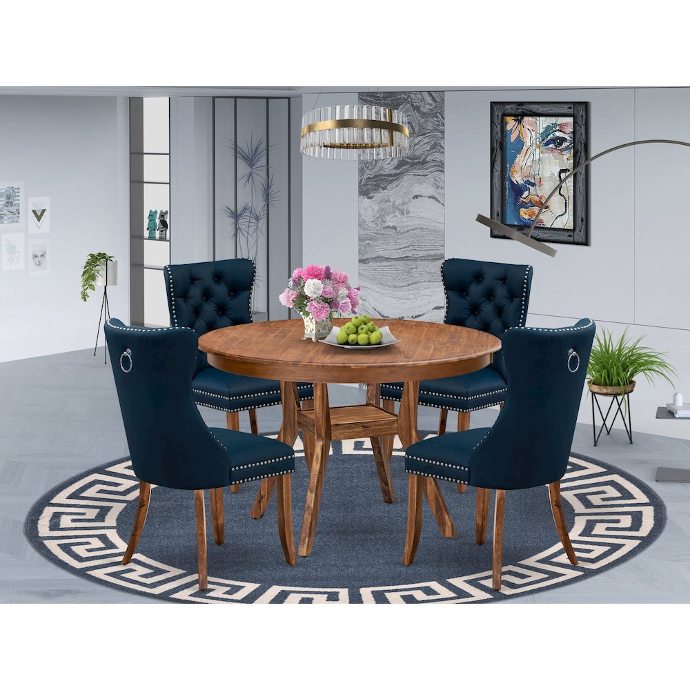 5-Piece Dining Room Set In Navy Blue Color