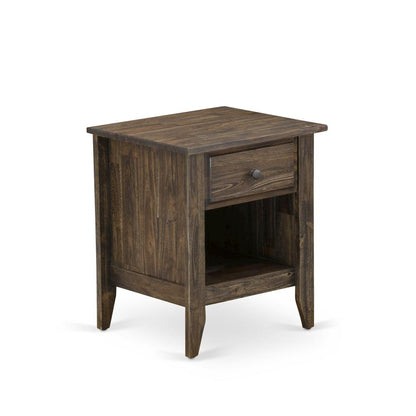 FN08K-1GA07 2-Piece Platform Wooden Set for Bedroom with 1 King Frame and 1 End Table - Mist Beige Linen Fabric