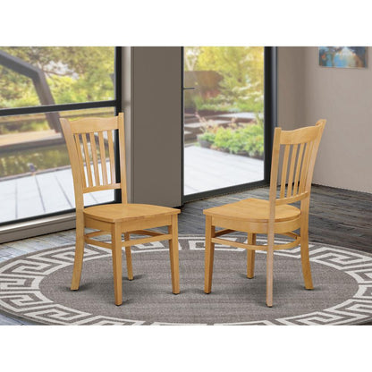 East West Furniture DMGR5-OAK-W 5 Piece Table and Chairs Dining Set - Oak Wood Dining Table and 4 Oak Wooden Dining Chairs with Slatted Back - Oak Finish