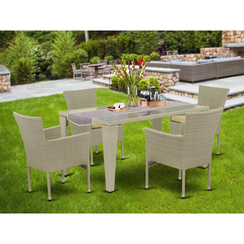 Wicker Patio Set Natural Linen, GUBK5-03A