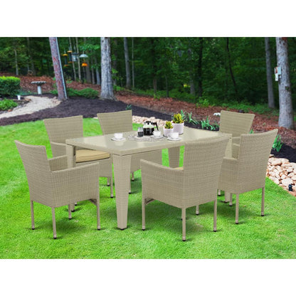 Wicker Patio Set Natural Linen, GUBK7-03A