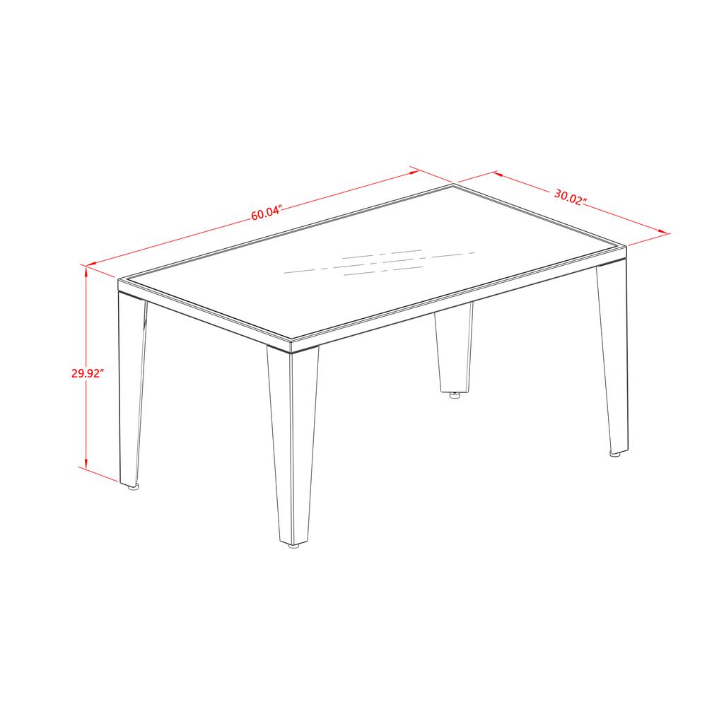Outdoor Wicker Dining Table - Rectangle PE Wicker Table with Glass Top, 36x60 Inch, Natural Linen