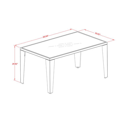 Outdoor Wicker Dining Table - Rectangle PE Wicker Table with Glass Top, 36x60 Inch, Natural Linen