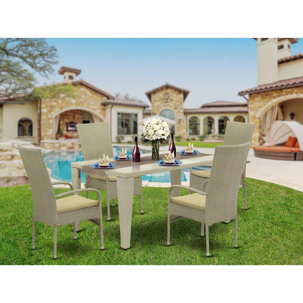 Wicker Patio Set Natural Linen, GUOS5-03A