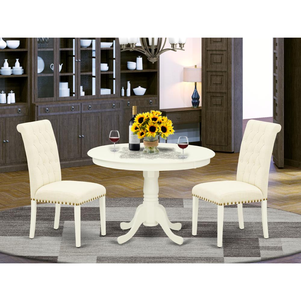 Dining Room Set Linen White, HLBR3-LWH-02
