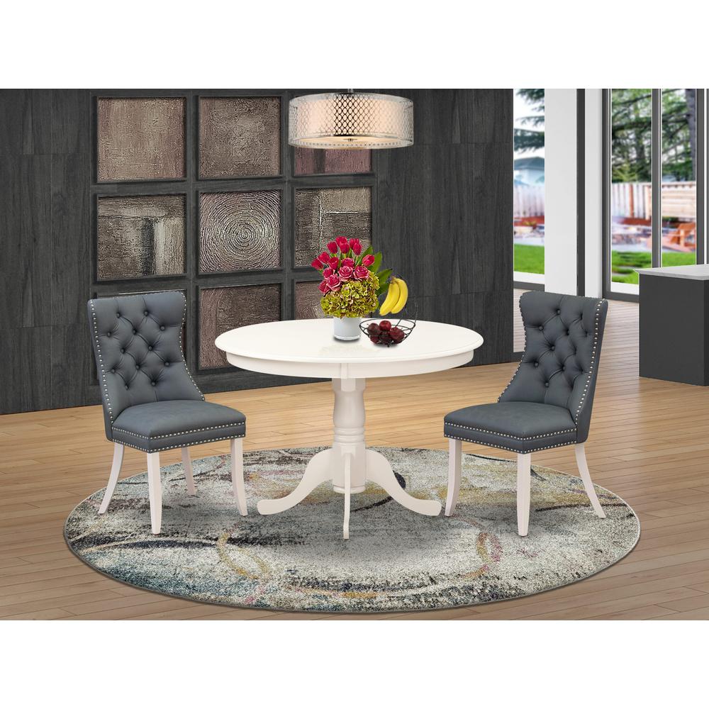 3 Piece Dining Set Contains a Round Kitchen Table with Pedestal