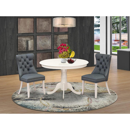3 Piece Dining Set Contains a Round Kitchen Table with Pedestal