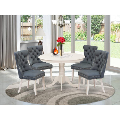 5 Piece Dining Table Set Consists of a Round Kitchen Table with Pedestal