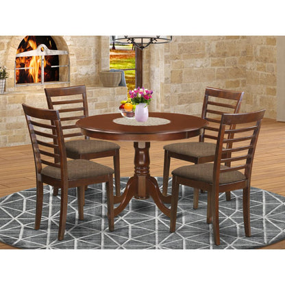 HLML5-MAH-C 5 Pc set with a Kitchen Table and 4 Kitchen Chairs in Mahogany