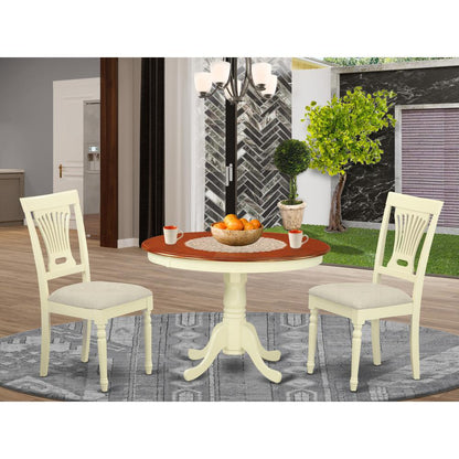 HLPL3-BMK-C 3 Pc set with a Dining Table and 2Seat Dinette Kitchen Chairs in Buttermilk and Cherry .