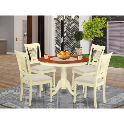HLPL5-BMK-C 5 Pc set with a Dining Table and 4 Dinette Chairs in Buttermilk and Cherry .