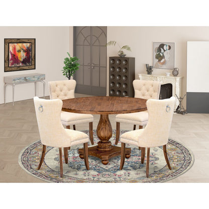 5-Piece Kitchen Table Set In Light Beige Color