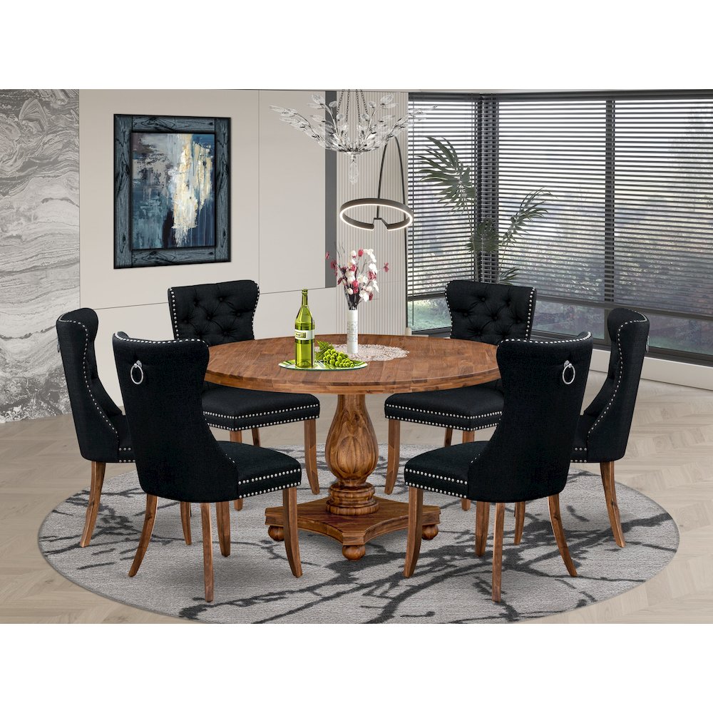 7-Piece Kitchen Table Set In Black Color